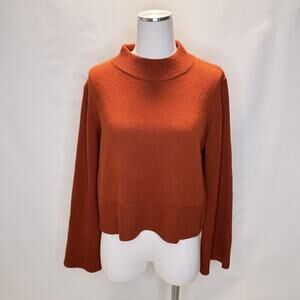 The Reset Sweater Womens XS Orange Wool Cashmere Blend Mock Neck Pullover Knit
